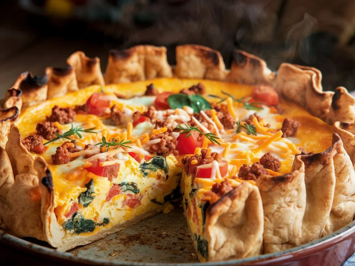 breakfast tortilla quiche bake